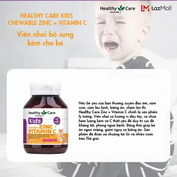 Vien nhai bo sung kem cho be Healthy Care