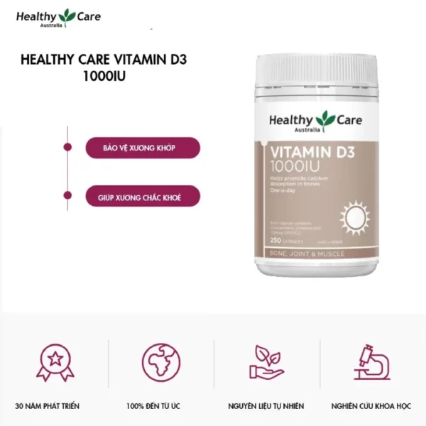 Vien uong bo sung vitamin D3 Healthy Care