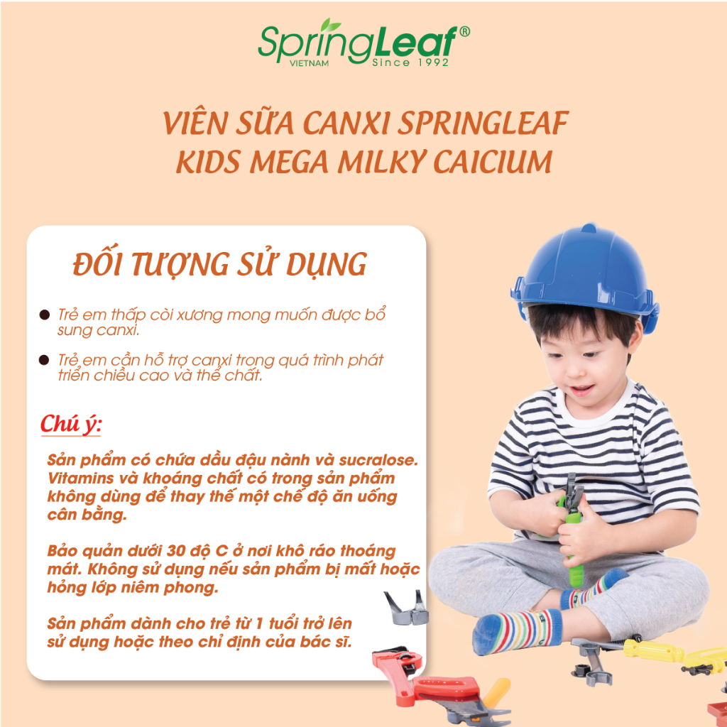 Bo sung canxi cho be Kids Mega Milky Calcium Spring Leaf3