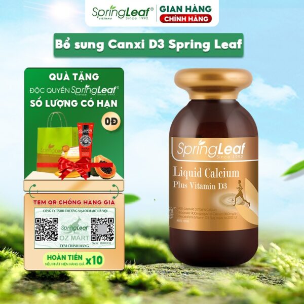 Bo sung canxi vitamin D3 Liquid Calcium Plus Vitamin D3 Spring Leaf