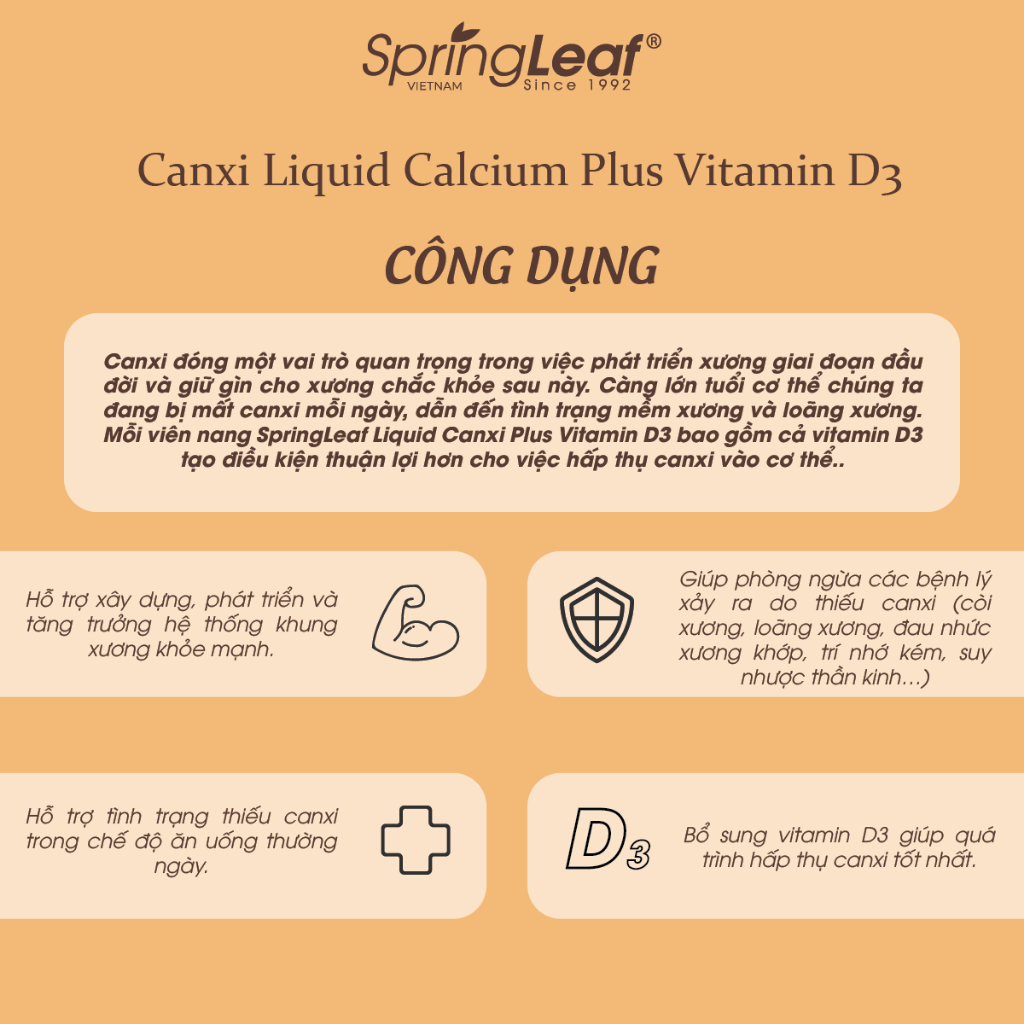 Bo sung canxi vitamin D3 Liquid Calcium Plus Vitamin D3 Spring Leaf1