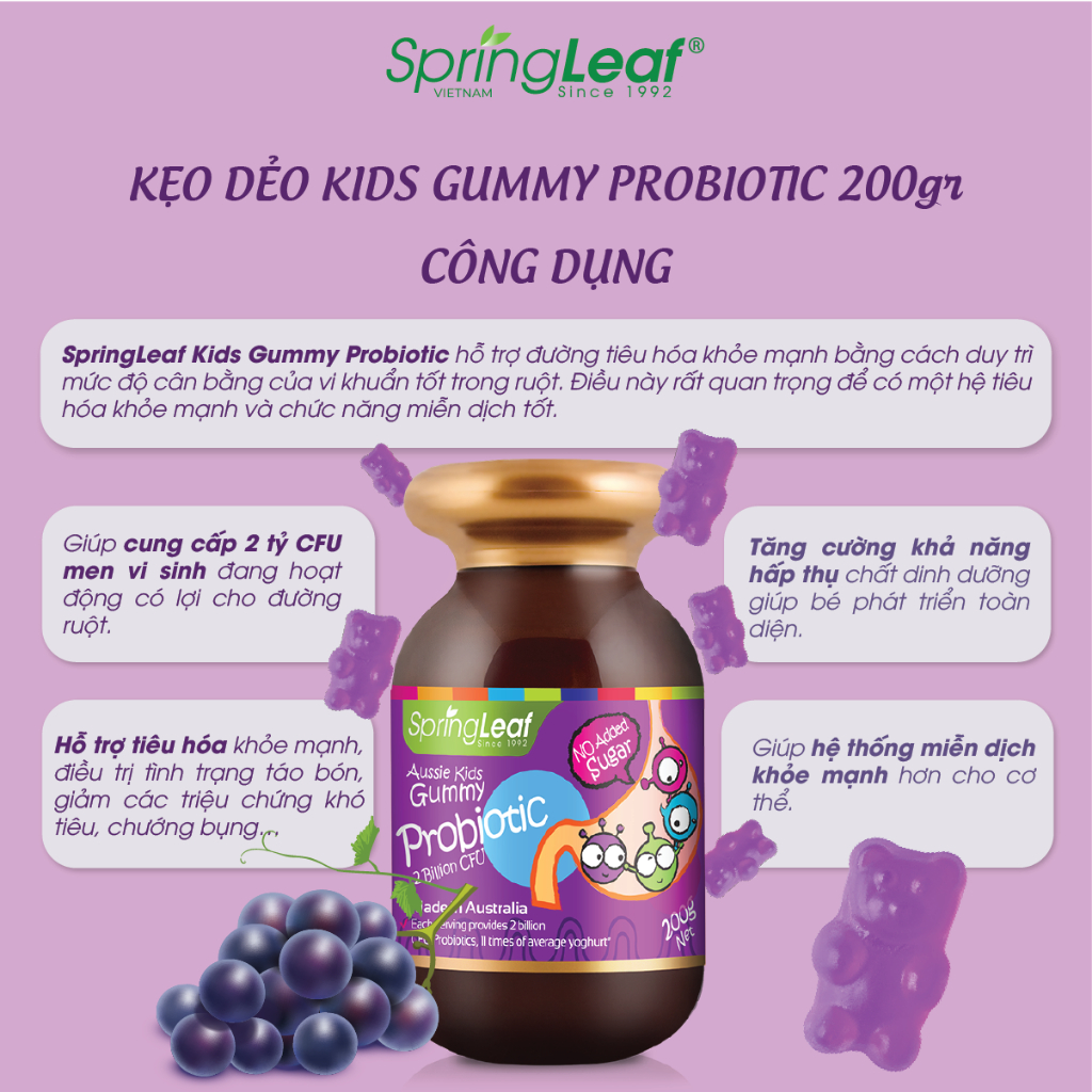 Bo sung loi khuan cho be Kids Probiotic Great Digestion 200g Spring Leaf1