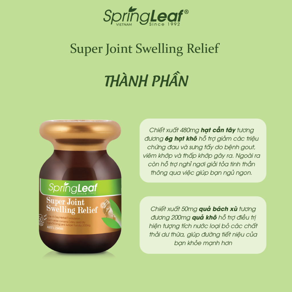 Giam sung dau khop Super Joint Swelling Rellief Spring Leaf2