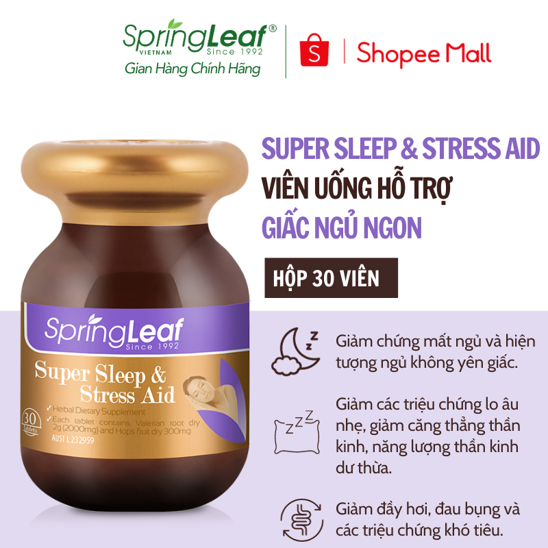 Ho tro giac ngu giam cang thang Super Sleep Stress Aid Spring Leaf1
