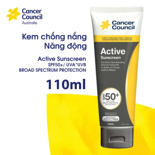 Kem chong nang nang dong Cancer Council Active 110ml