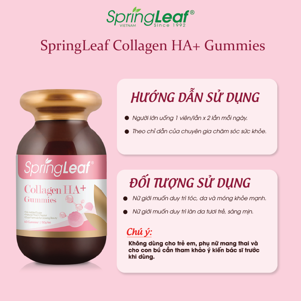 Keo deo bo sung Collagen HA 1000mg Spring Leaf3