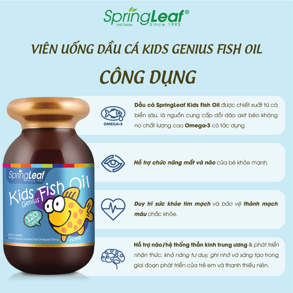 Phat trien tri thong minh cho be Kids Genius Fish Oil 750mg Spring Leaf1