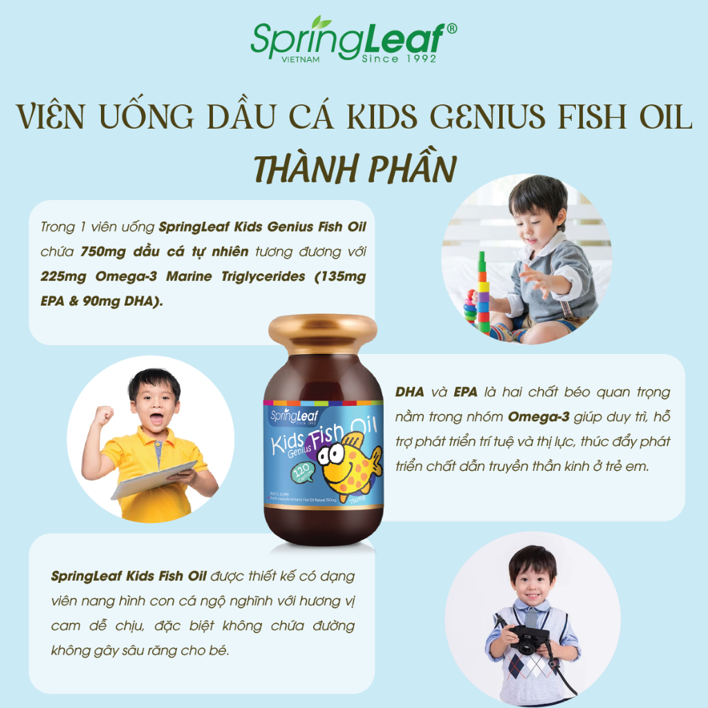 Phat trien tri thong minh cho be Kids Genius Fish Oil 750mg Spring Leaf2