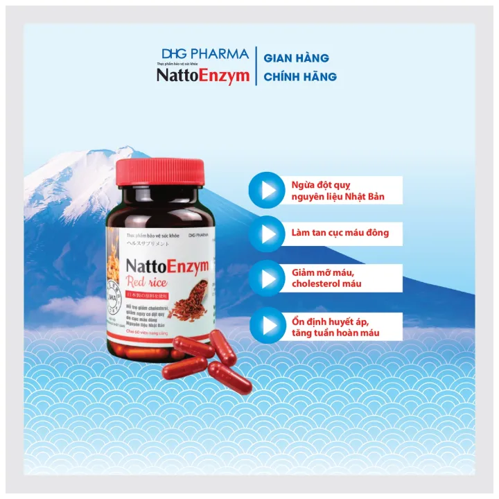 TPCN NattoEnzym Red Rice ho tro giam cholesterol DHG Pharma1