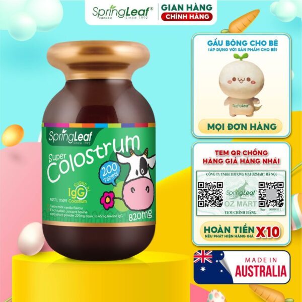 Tang cuong suc khoe cho be Kids Super Colostrum 820mg Spring Leaf