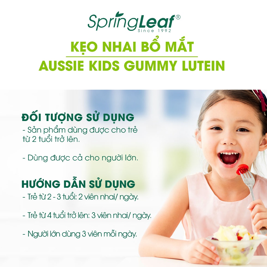 Tang cuong thi luc cho be Kids Lutein 200g Gummy Spring Leaf3