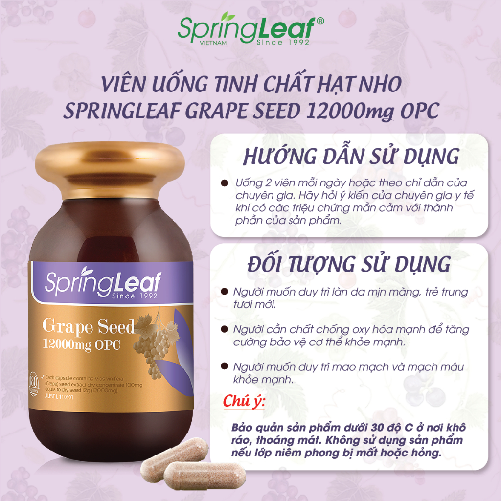 Tinh chat hat nho Grape Seed 12.000mg OPC Spring Leaf3
