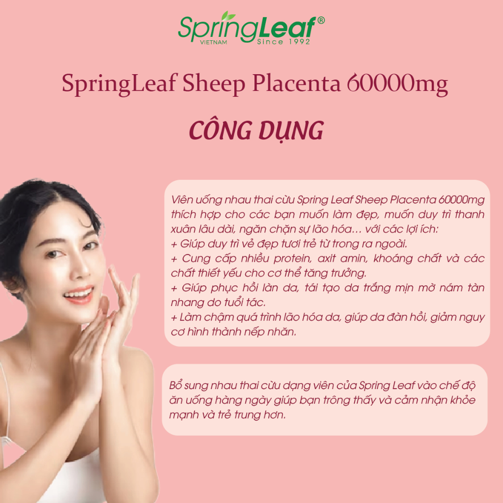 Vien uong nhau thai cuu Sheep Placenta 60000mg Spring Leaf2